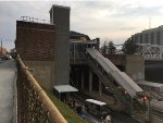 Crescent passengers ascend the stairs at Peachtree Station